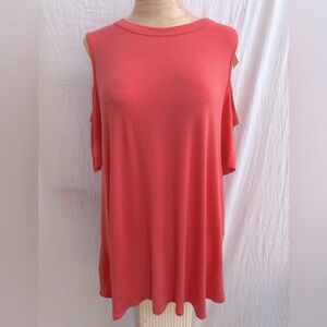 PARADISO Soft Coral Cold Shoulder Top